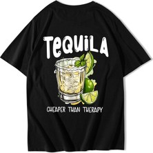 Brz Collection Unisex Oversize Tequila Shot T-Shirt Siyah