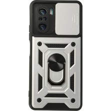 Ankaverse®   Poco F3 Kılıf Pars Lens Yüzüklü Silikon - Gümüş