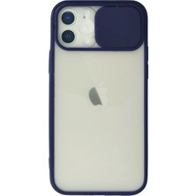 Ankaverse®  iPhone 12 Kılıf Palm Buzlu Kamera Sürgülü Silikon - Lacivert