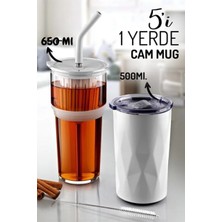 Tohana H2o 5'i 1 Yerde Çelik Pipetli Cam Detox Kupa Temizleyici Hediyeli 650 ML