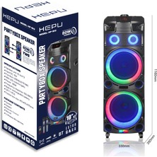 HEPU HP 910 Taşınabilir Şarjlı Bluetooth Hoparlör 80 Rms 2*10 İnc Woofer Karaoke Mikrofon