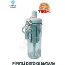 Tohana H2o Turkuaz Renkli 750 ml Pipetli Tritan Matara Sızdırmaz Tasarım ve Hafif Kullanım