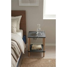 tridihome Doğal Ahşap Görünümlü 2 Katlı Yan Sehpa Minimalist Yatak Yanı Ünitesi Meşe Dokulu Modern Komodin Çok Amaçlı Raf ve Yan Sehpa 43 cm Boy
