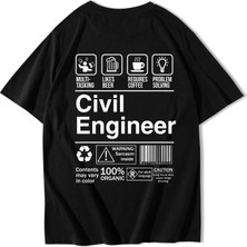 Brz Collection Unisex Oversize Civil Engineer T-Shirt Siyah