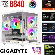 Xaser Apex X60 Ryzen 5 7500F/8GB RTX5060 Ti/1tb M.2 Nvme SSD/16GB Ddr5 Beyaz-Gaming Oem Oyuncu Paket