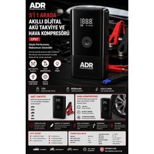 ADR 5 In 1 Araç Akü Şarj Takviye Dijital Göstergeli Hava Kompresörü Devre Korumalı 8000MAH Powerbank