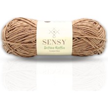 Sensy Softee Raffia Açık Kahverengi Renkli Yumuşak El Örgü İpi %100 Polyester 100 gr Ağırlığında