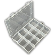 Marvielle 12 Bölmeli Takı Organizer, Şeffaf Plastik Kutu, 13X19X3.5CM - Makyaj & Takı Organizeri
