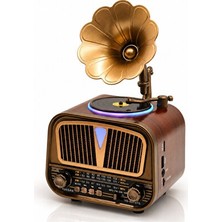 Marvielle Taşınabilir Rgb Radyo ve Bluetooth Hoparlör ile Retro Gramofon Görünümü - Nostaljik Radyo