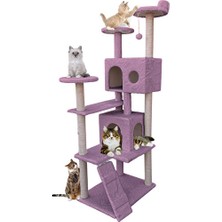 Marvielle Çok Katlı Ponlu Yuvalı Kedi Oyun Evi - Kedi Tırmalaması