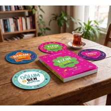 Nesnel Gift Kızım ve Ben Aramızda Günlük ve 4'lü Bardak Altlığı Seti Uv Baskı 9 cm Mdf