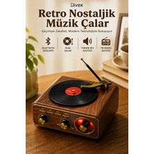 Marvielle Nostaljik Ahşap Görünümlü Bluetooth Plak Çalar ve Fm Radyo - Pikap & Gramofon