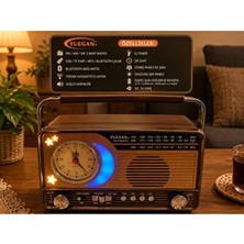 Marvielle Güneş Enerjili Retro Radyo ve Bluetooth Hoparlör – Çok Fonksiyonlu ve LED I - Nostaljik Radyo