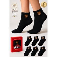 Ducks Socks Kadın Ayıcık Desenli Patik Çorap Kutulu Pamuklu 6'lı Dikişsiz Hediye Kutulu Çorap