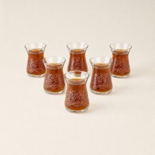 Evidea Kitchen Palace Garden 6'lı Çay Bardak Seti - Şeffaf / Beyaz