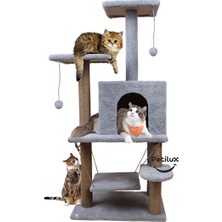 Marvielle Salıncaklı Yuvalı Jüt Ipli Welsoft Kedi Evi ve Oyun Platformu - Kedi Tırmalaması
