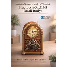 Marvielle Büyük Boy Saatli Bluetooth Radyo ve Müzik Çalar - Nostaljik Radyo