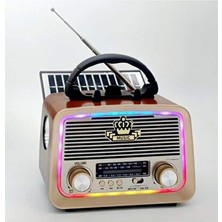 Marvielle Ahşap Görünümlü Güneş Enerjili Bluetooth Radyo ve Müzik Kutusu - Nostaljik Radyo