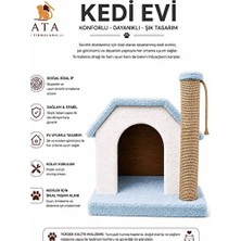 Marvielle Kumaş Kaplı Kedi Evi ve Sisal Tırmalama Direği - Dayanıklı Iç Mekan Tasarım - Kedi Tırmalaması