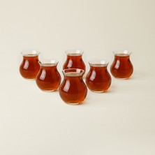 Wisem Keyfi Ala 6'lı Borosilikat Cam Çay Bardak Seti - Şeffaf - 120 ml
