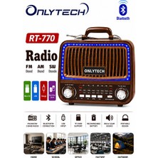Marvielle LED Işıklı USB Bluetooth Müzik Çalar Radyo, Nostaljik Tasarım - Nostaljik Radyo