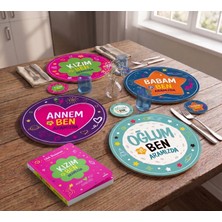 Nesnel Gift Kızım ve Ben Aramızda 30CM Supla ve 9cm Bardak Altlığı Seti Uv Baskı Mdf