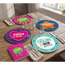 Nesnel Gift Kızım ve Ben Aramızda Günlük ve Aramızda 4'lü Supla Seti Uv Baskı 30 cm Mdf