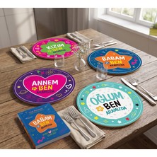 Nesnel Gift Babam ve Ben Aramızda Günlük ve Aramızda 4'lü Supla Seti Uv Baskı 30 cm Mdf