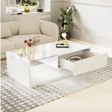 Sare Trade Hernest Modern Çekmeceli Orta Sehpa Doğal Meşe Raflı 105 x 55 x 32,5 cm