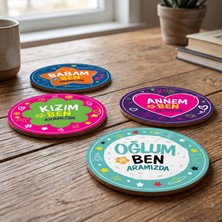 Nesnel Gift Aramızda 4'lü Bardak Altlığı Seti Uv Baskı 9 cm Mdf