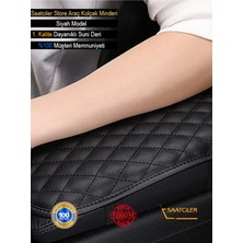 Empressco Renault Clio Yeni Özel Deri Oto Kolçak Kılıfı Örtüsü Capitone Süngerli Siyah Nakışlı