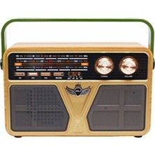 Marvielle Ahşap Görünümlü Bluetooth Hoparlör ve Fm Radyo ile Çok Fonksiyonlu Ses Sist - Nostaljik Radyo