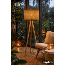 Vivido Home Silindir Doğal Rattan Hasır Ahşap Lambader