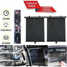 Marvielle Otomatik Makaralı Yan Cam Güneşlik, 2'li Set ile Kolay Koruma - Oto Güneşlik Perde