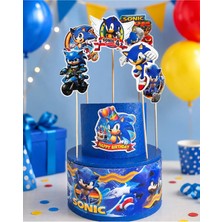 Fillikutum Sonic Temalı Doğum Günü Maket Pasta Seti 2 Katlı Strafor Pasta Süsü Parti Köpük Pasta 20 cm