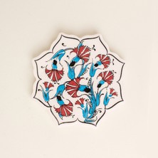 Myros Yıldız Bardak Altlğı - Mavi / Kırmızı - 11 cm