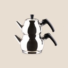 Akdeniz Küre Mini Boy Çaydanlık - Gri / Siyah - 400 ml + 750 ml