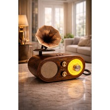 Marvielle Gramofon Tasarımlı Premium Nostaljik Bluetooth Radyo, Şık ve Fonksiyonel - Nostaljik Radyo