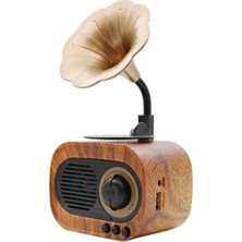 Marvielle Ahşap Retro Gramofon Bluetooth Müzik Kutusu - Vintage ve Taşınabilir - Nostaljik Radyo