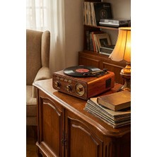 Marvielle Retro Gramofon Tasarımlı Bluetooth Hoparlör ve Radyo, Fm/am/usb - Nostaljik Radyo