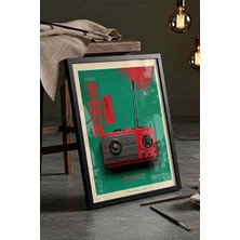 Marvielle Siyah Çerçeveli Retro Radyo Dopamin , Dekoratif Sanat Eseri - Tablo
