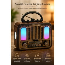 Marvielle Retro Bluetooth Hoparlör ve LED Işıklı Fenerli Taşınabilir Radyo - Nostaljik Radyo