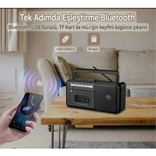 Marvielle Geleneksel Kaset Teybi ve Bluetooth Bağlantılı - Nostaljik Radyo