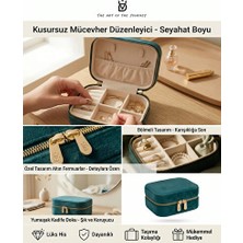 Marvielle Petrol Yeşili Kadife Seyahat Takı Kutusu - 12X8CM - Makyaj & Takı Organizeri