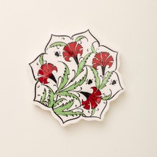 Myros Yıldız Bardak Altlğı - Yeşil / Kırmızı - 11 cm