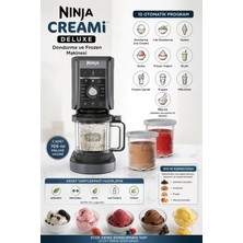 Ninja Creami Deluxe 10’u 1 Arada Dondurma ve Frozen Makinesi Gelato Sorbe Milkshake Slushi Frappe 2 Hazneli Ev Tipi Tatlı Cihazı Seti