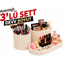 Marvielle Büyük Boy Takı Düzenleyici Kutusu - 3'lü Set ve Masaüstü Kullanımı - Makyaj & Takı Organizeri