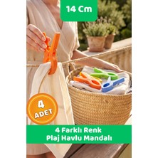 Canvela 4 Adet Karışık Renk Xl Büyük Boy Şezlong Plaj Havlu Mandalı Halı Asma Battaniye ve Havlu Tutucu Mandal