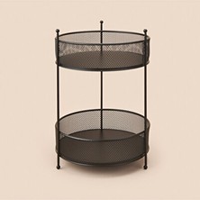 Marvielle Iki Katlı Siyah Fileli Organizer - 28X20 cm - Makyaj & Takı Organizeri