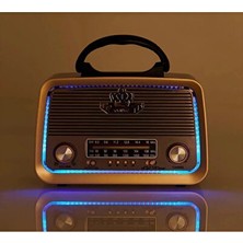 Marvielle Nostaljik Radyo Bluetooth ve USB Çalar, Ledli ve Çok Fonksiyonlu - Alarm Saatli Radyo